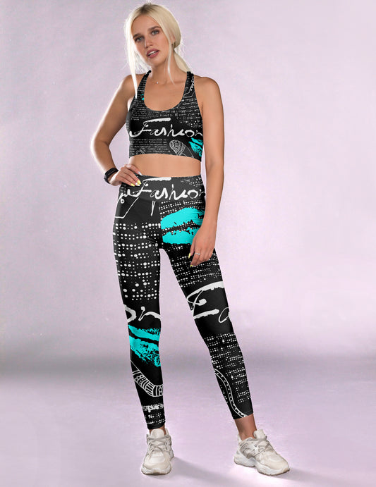 Black Fashion Fitness Set - Top and Leggings